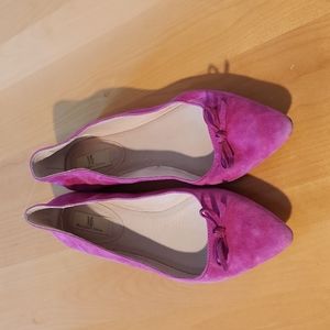 Fuchsia suede ballet flats
